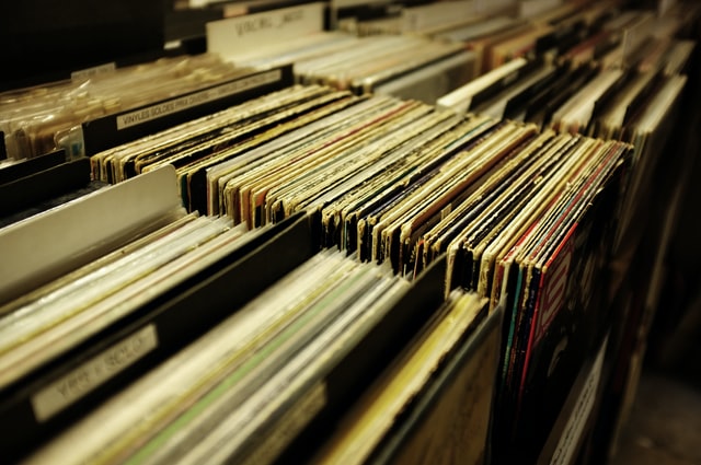Boxes of vinyl records