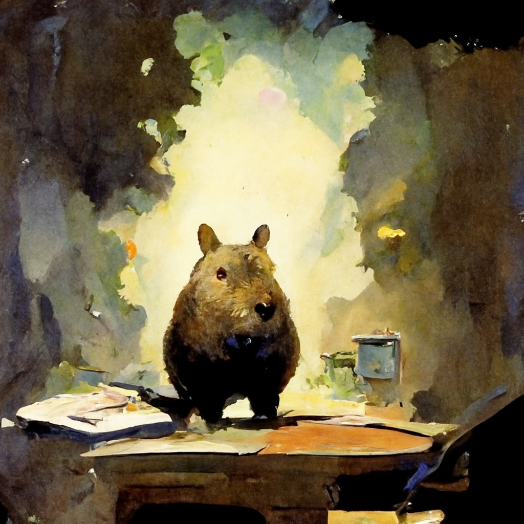 ai image of a wombat newscaster