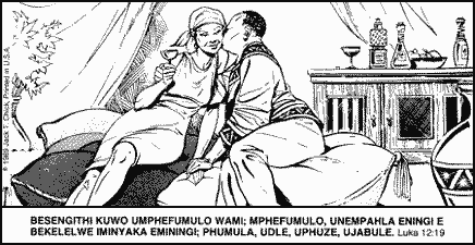 [Black graphic, Zulu translation]